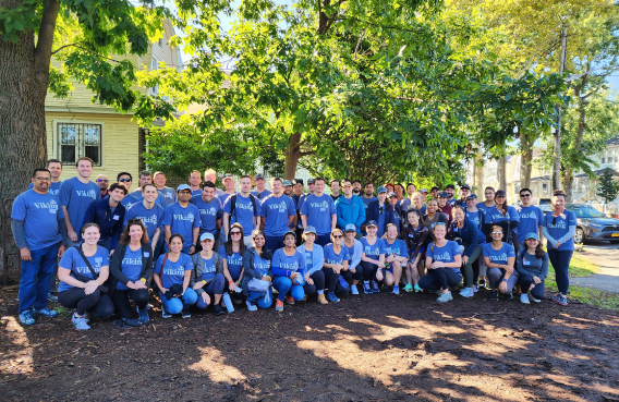 vgf Large group of Viking team members volunteering outdoors.